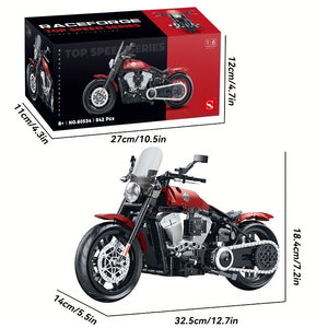 CZERWONY MOTOCYKL Z SILNIKIEM V2 1:8 | 542 elementów