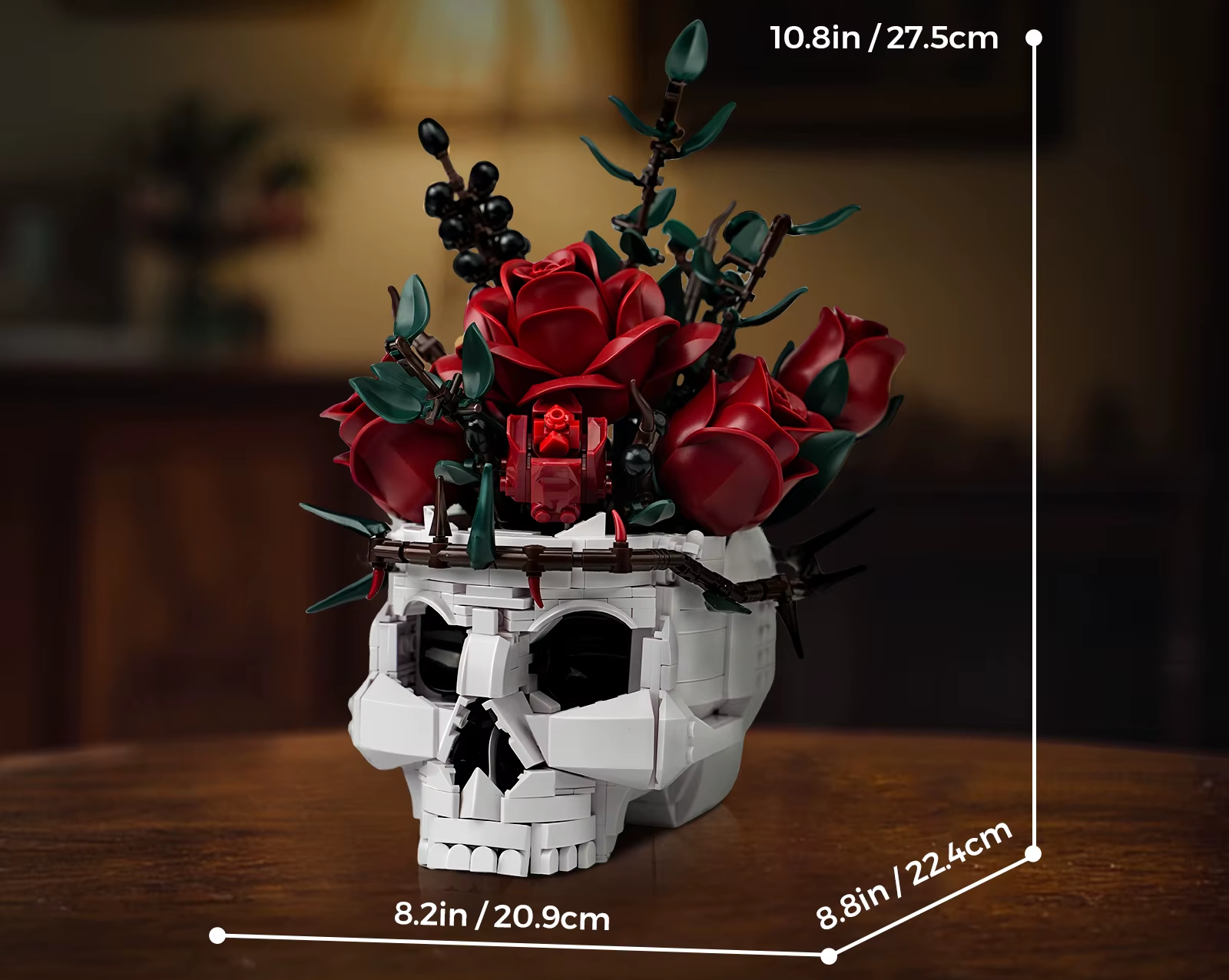 BUKIET CZERWONYCH RÓŻ W CZASZCE HALLOWEEN | 1101 elementów