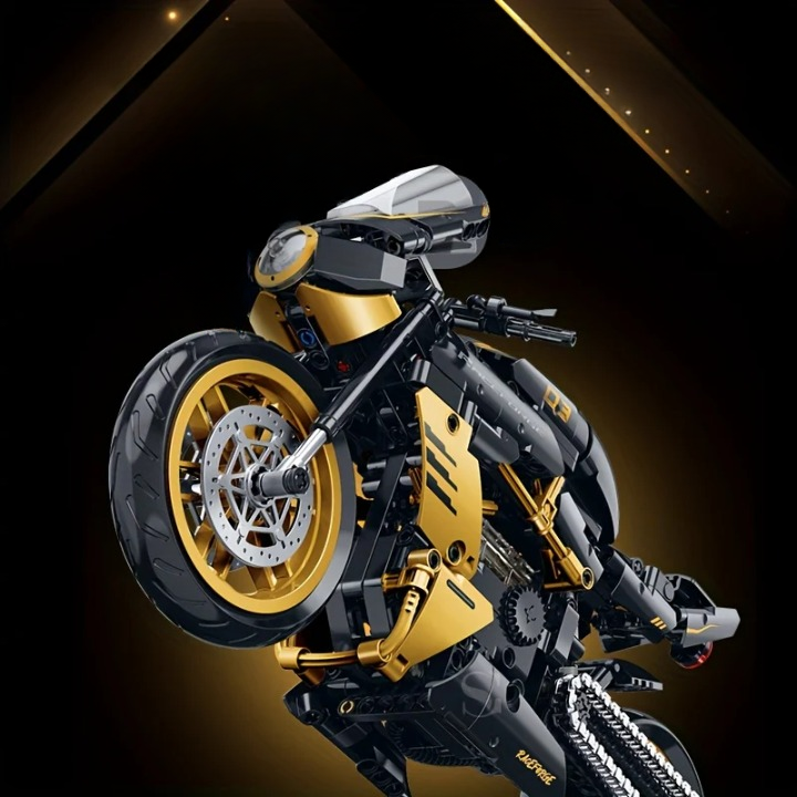 CZARNO-ZŁOTY MOTOCYKL WYŚCIGOWY 1:8 | 506 elementów
