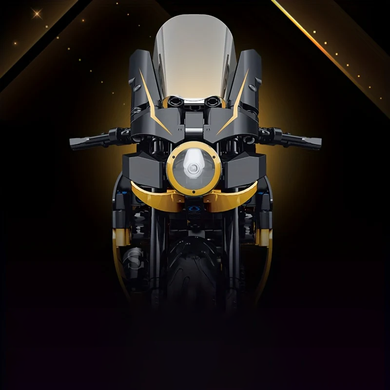 CZARNO-ZŁOTY MOTOCYKL WYŚCIGOWY 1:8 | 506 elementów