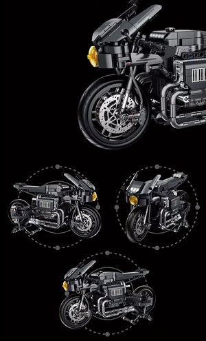 MASYWNY CZARNY MOTOCYKL | 1080 elementów