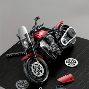 CZERWONY MOTOCYKL Z SILNIKIEM V2 1:8 | 542 elementów