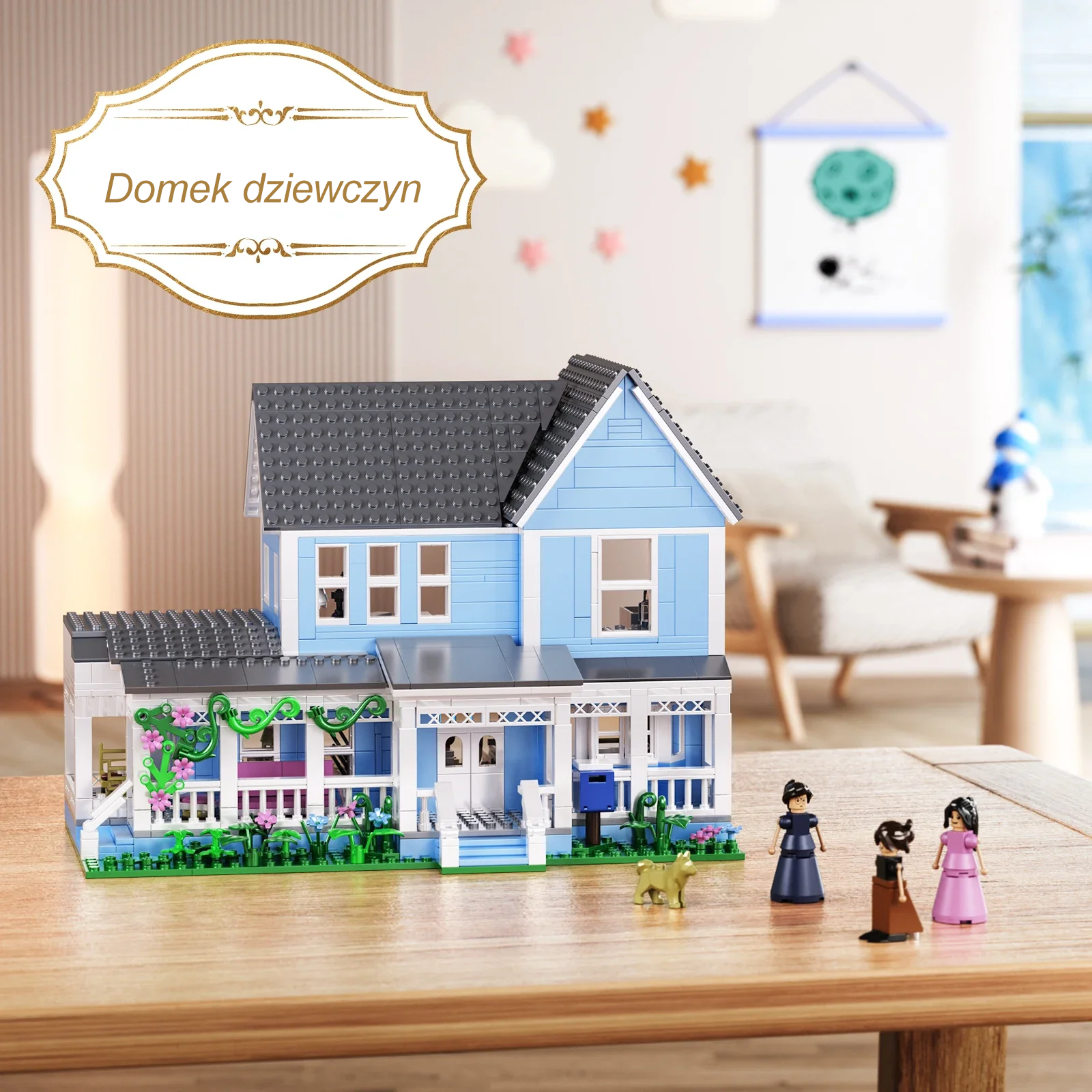 BŁĘKITNY DWUPIĘTROWY DOMEK W STYLU WIKTORIAŃSKIM  | 1107 elementów