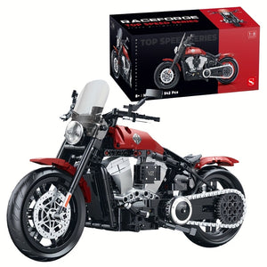 CZERWONY MOTOCYKL Z SILNIKIEM V2 1:8 | 542 elementów
